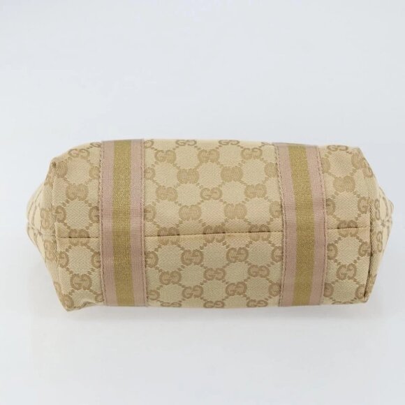 GUCCI GG Canvas Sherry Line Hand Bag Beige Gold 139261 Auth BA8631 - Picture 7 of 16